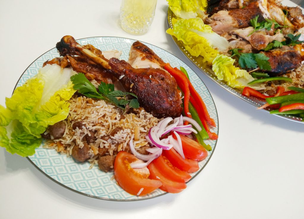 Caucasus Style Turkey and Rice Served