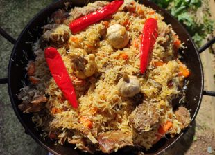 Uzbek Plov in Cauldron